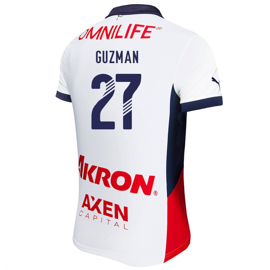 Women Football Kinberly Guzmán #27 White Red Blue Away Jersey 2024/25 T-Shirt Australia