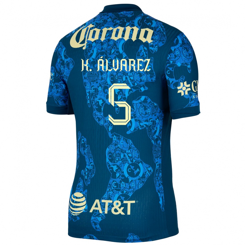 Women Football Kevin Álvarez #5 Blue Yellow Away Jersey 2024/25 T-Shirt Australia