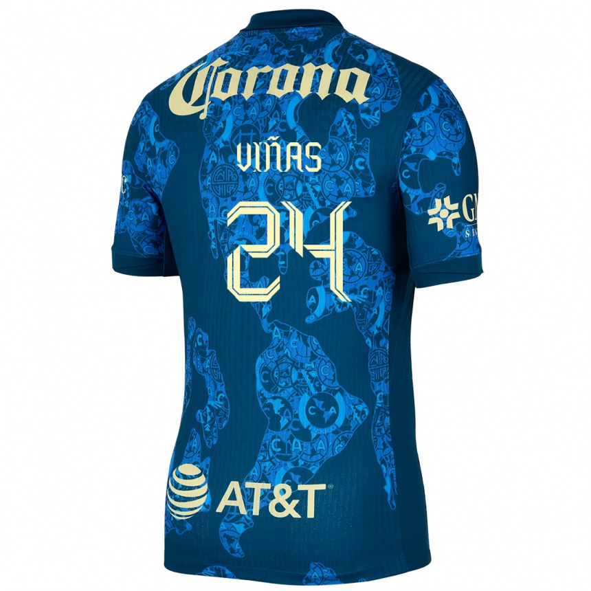 Women Football Federico Viñas #24 Blue Yellow Away Jersey 2024/25 T-Shirt Australia