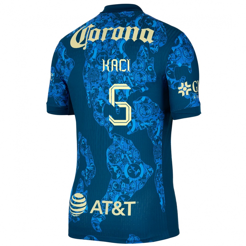 Women Football Aurelie Kaci #5 Blue Yellow Away Jersey 2024/25 T-Shirt Australia