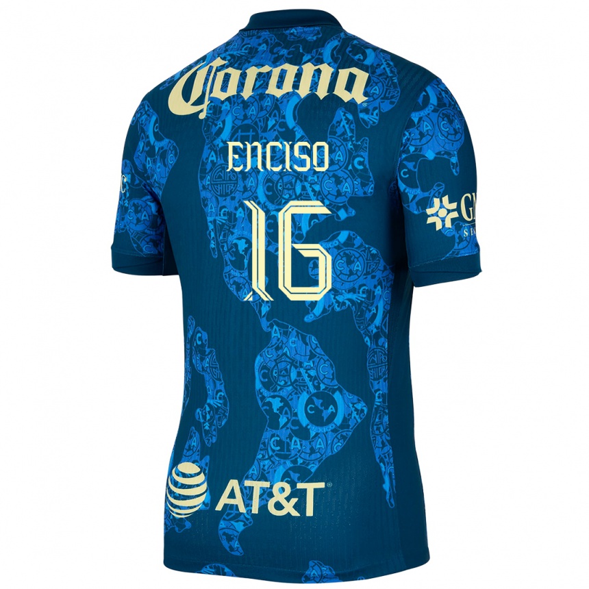 Women Football Sabrina Enciso #16 Blue Yellow Away Jersey 2024/25 T-Shirt Australia