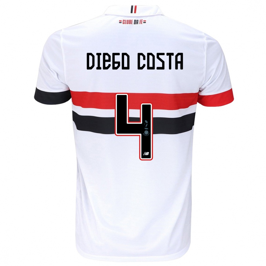 Kids Football Diego Costa #4 White Red Black Home Jersey 2024/25 T-Shirt Australia