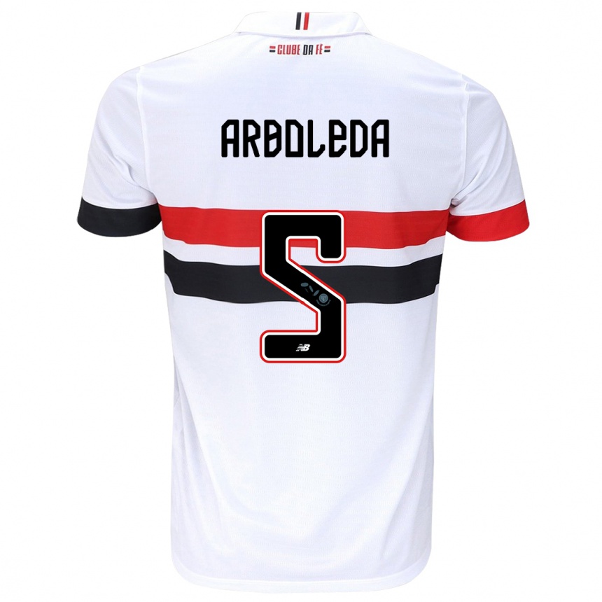 Kids Football Robert Arboleda #5 White Red Black Home Jersey 2024/25 T-Shirt Australia