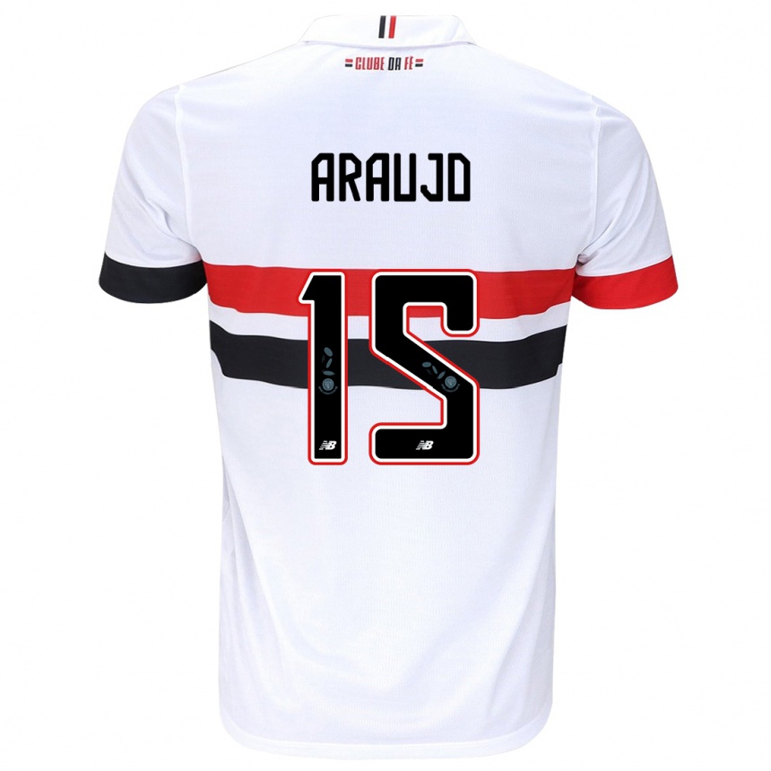 Kids Football Michel Araújo #15 White Red Black Home Jersey 2024/25 T-Shirt Australia