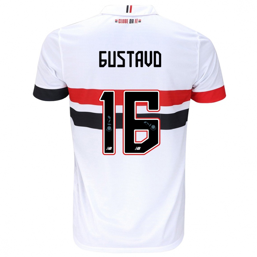 Kids Football Luiz Gustavo #16 White Red Black Home Jersey 2024/25 T-Shirt Australia