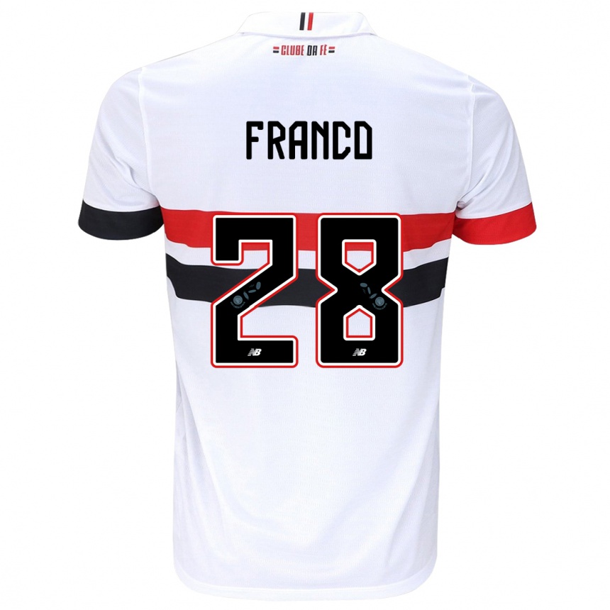 Kids Football Alan Franco #28 White Red Black Home Jersey 2024/25 T-Shirt Australia