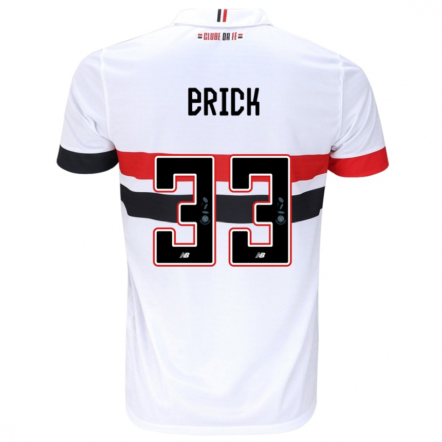 Kids Football Erick #33 White Red Black Home Jersey 2024/25 T-Shirt Australia