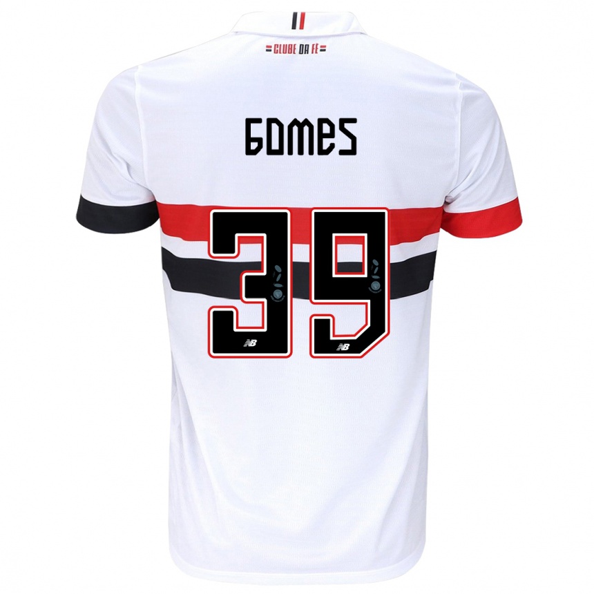 Kids Football William Gomes #39 White Red Black Home Jersey 2024/25 T-Shirt Australia