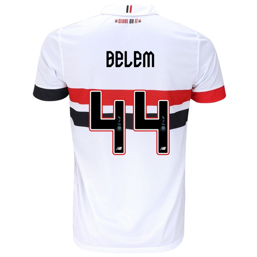 Kids Football Matheus Belém #44 White Red Black Home Jersey 2024/25 T-Shirt Australia