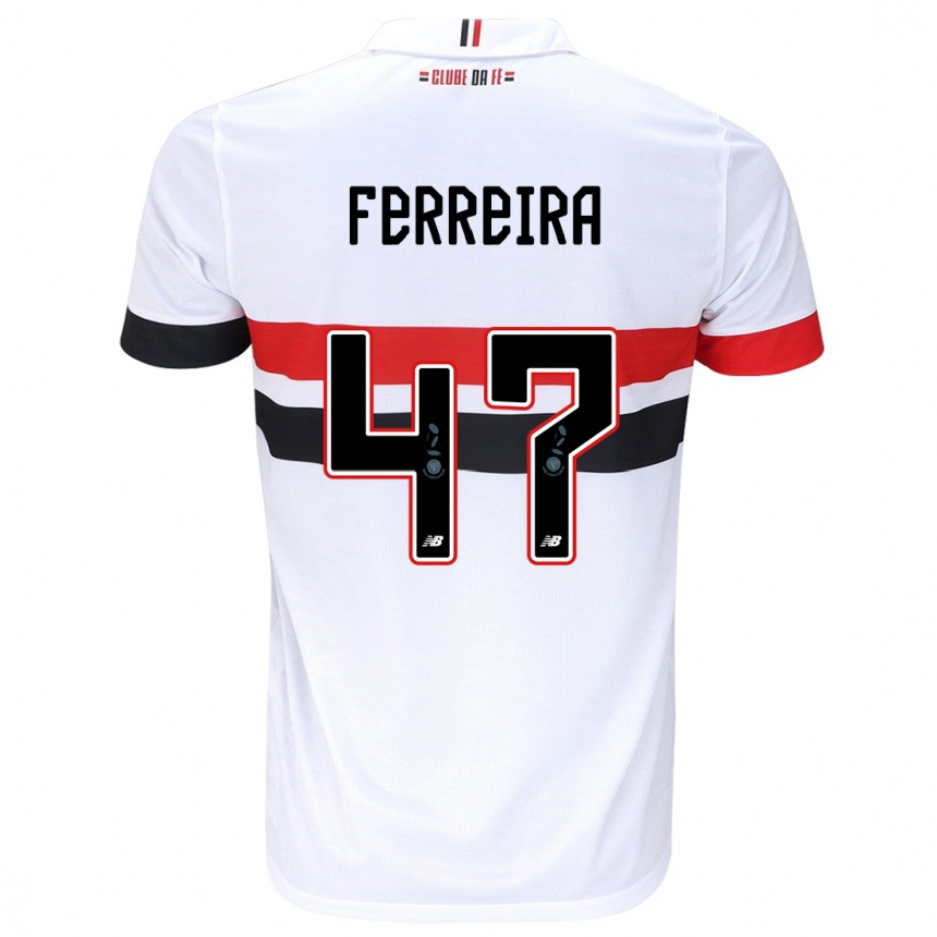 Kids Football Ferreira #47 White Red Black Home Jersey 2024/25 T-Shirt Australia