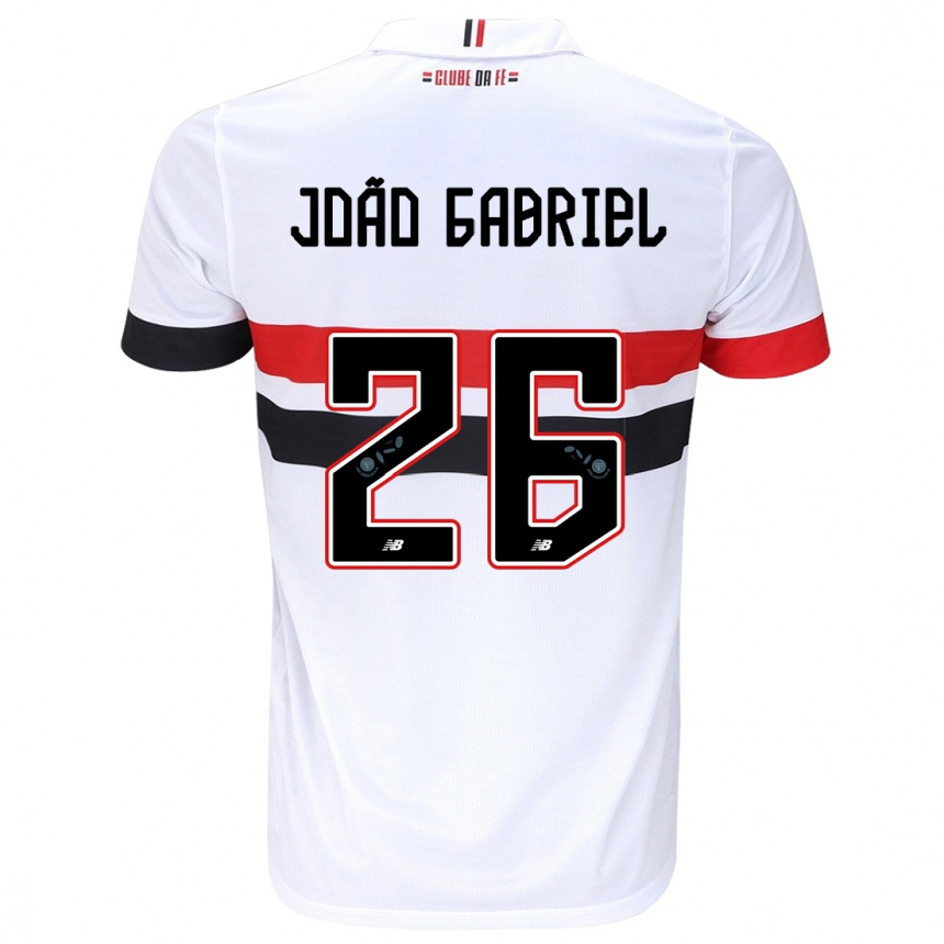 Kids Football João Gabriel #26 White Red Black Home Jersey 2024/25 T-Shirt Australia