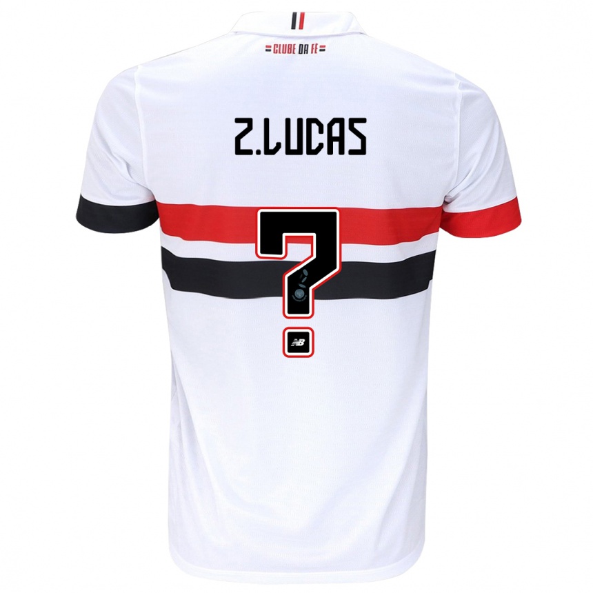 Kids Football Zé Lucas #0 White Red Black Home Jersey 2024/25 T-Shirt Australia