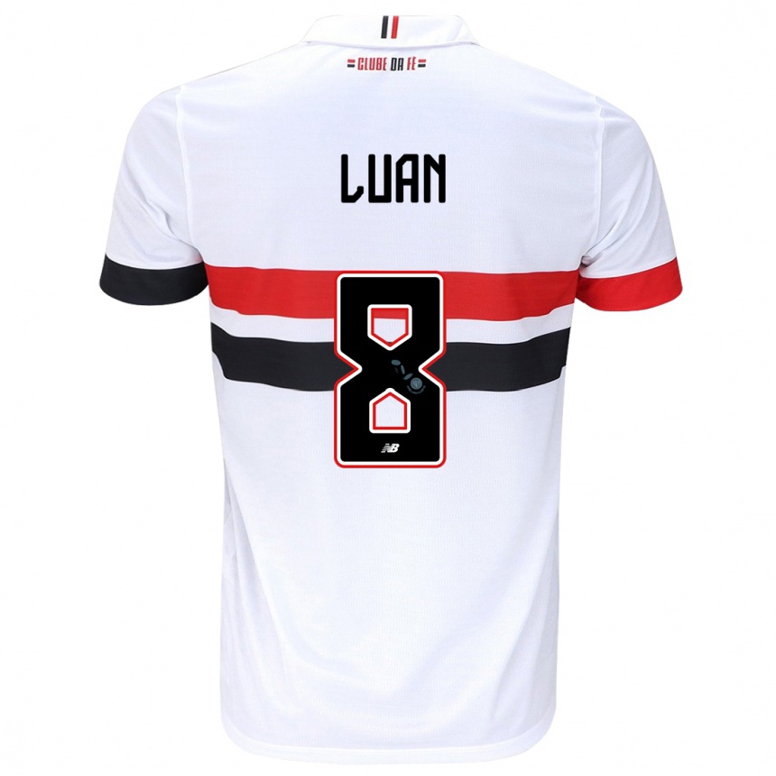 Kids Football Luan #8 White Red Black Home Jersey 2024/25 T-Shirt Australia