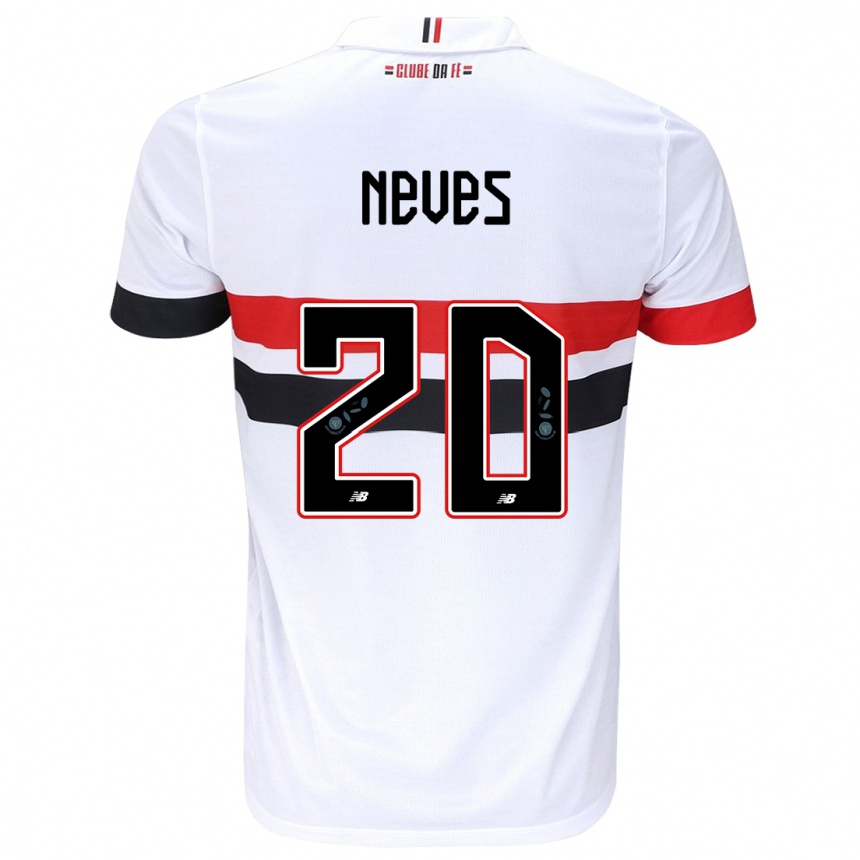 Kids Football Gabriel Neves #20 White Red Black Home Jersey 2024/25 T-Shirt Australia