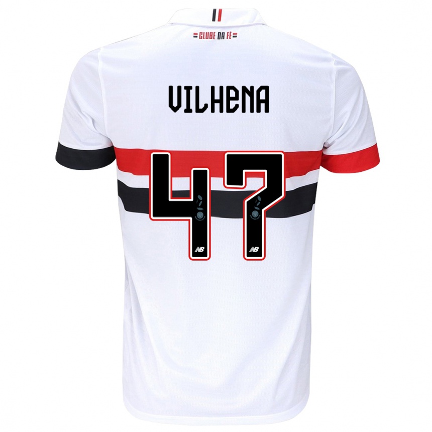 Kids Football Pedro Vilhena #47 White Red Black Home Jersey 2024/25 T-Shirt Australia