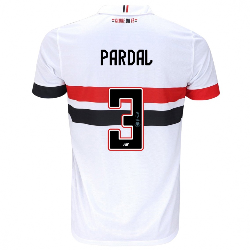 Kids Football Pardal #3 White Red Black Home Jersey 2024/25 T-Shirt Australia