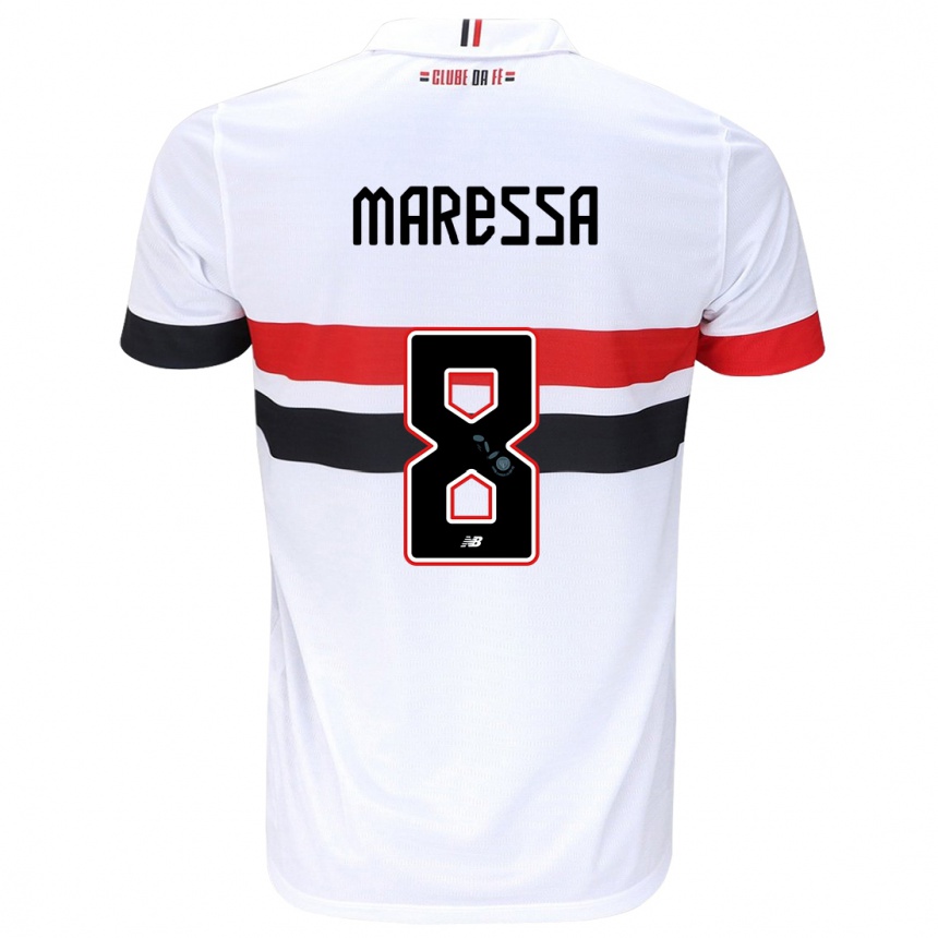 Kids Football Maressa #8 White Red Black Home Jersey 2024/25 T-Shirt Australia