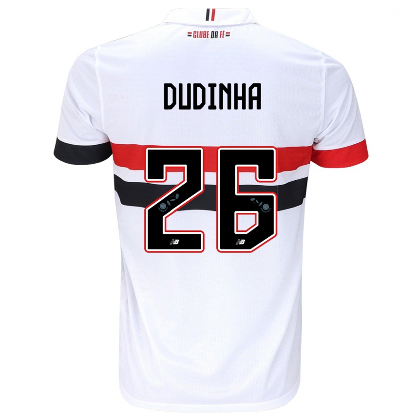 Kids Football Dudinha #26 White Red Black Home Jersey 2024/25 T-Shirt Australia