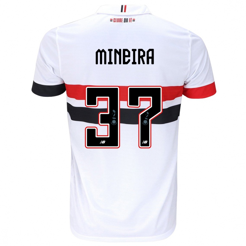 Kids Football Rafa Mineira #37 White Red Black Home Jersey 2024/25 T-Shirt Australia