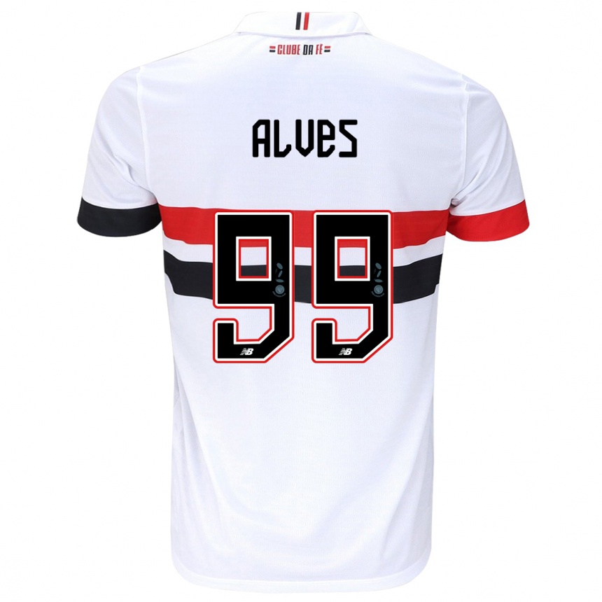 Kids Football Letícia Alves #99 White Red Black Home Jersey 2024/25 T-Shirt Australia