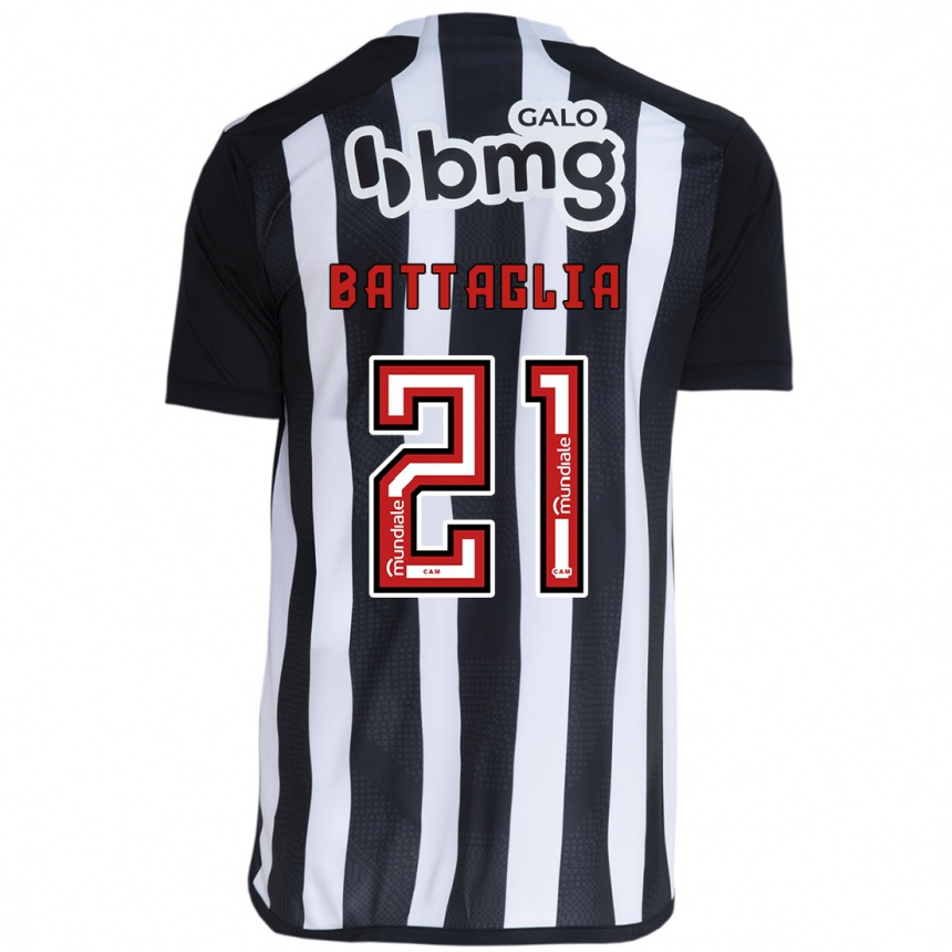 Kids Football Rodrigo Battaglia #21 White Black Home Jersey 2024/25 T-Shirt Australia