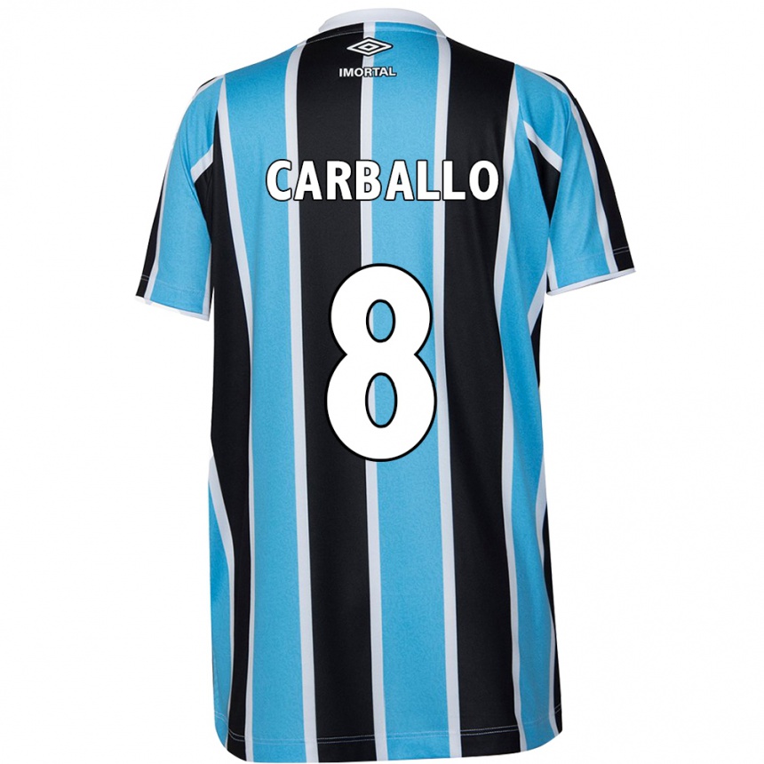 Kids Football Felipe Carballo #8 Blue Black White Home Jersey 2024/25 T-Shirt Australia