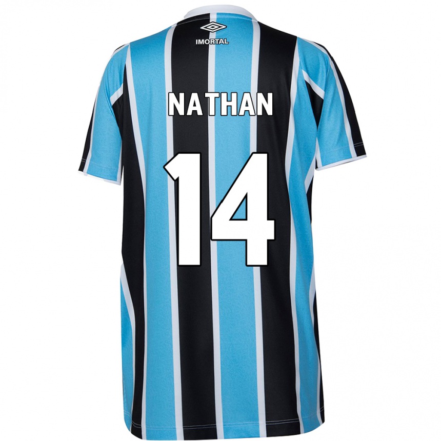 Kids Football Nathan #14 Blue Black White Home Jersey 2024/25 T-Shirt Australia