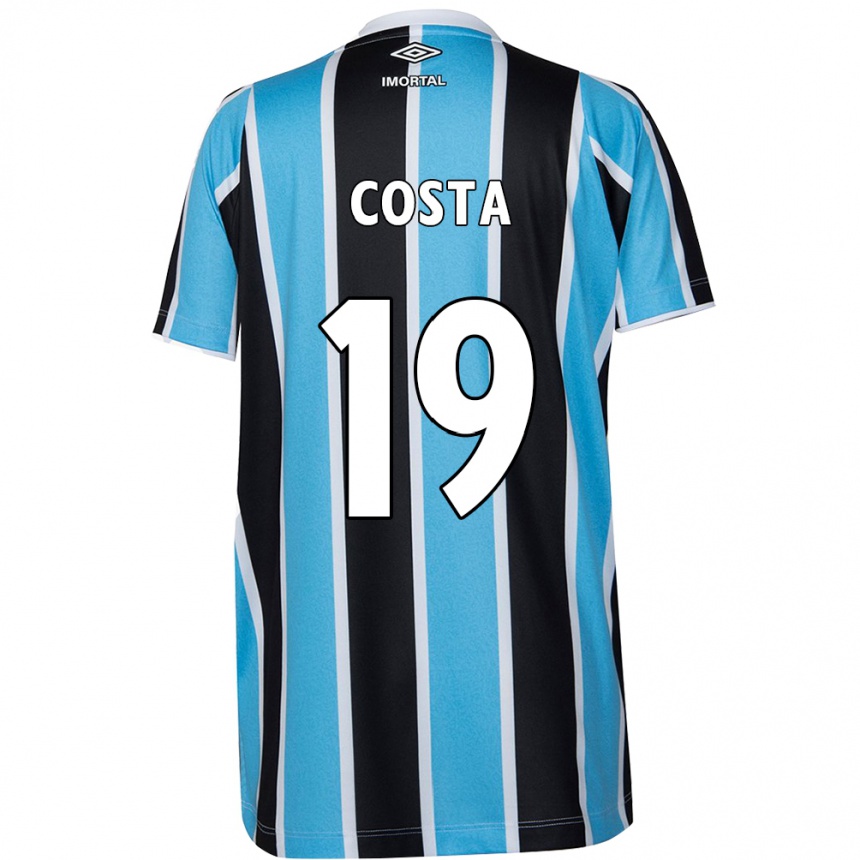 Kids Football Diego Costa #19 Blue Black White Home Jersey 2024/25 T-Shirt Australia