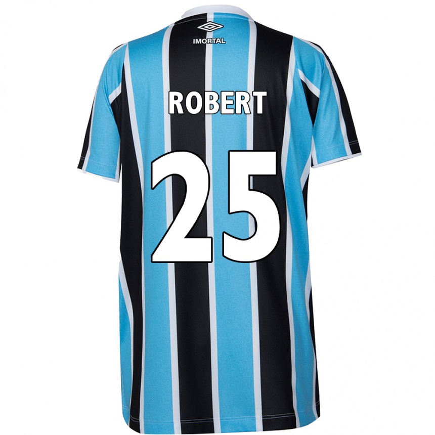 Kids Football Jhonata Robert #25 Blue Black White Home Jersey 2024/25 T-Shirt Australia