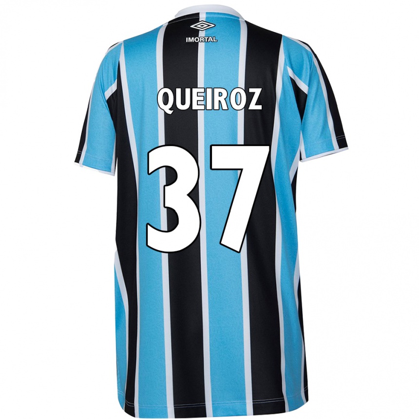 Kids Football Du Queiroz #37 Blue Black White Home Jersey 2024/25 T-Shirt Australia