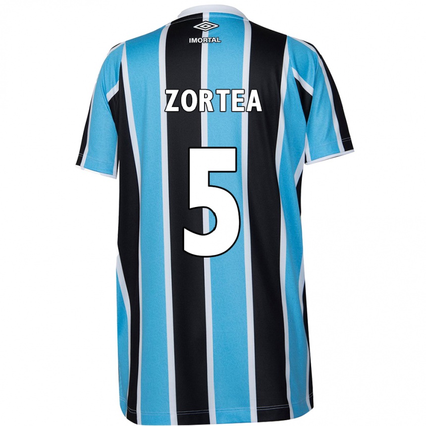 Kids Football Bernardo Zortea #5 Blue Black White Home Jersey 2024/25 T-Shirt Australia