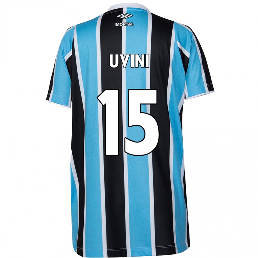 Kids Football Bruno Uvini #15 Blue Black White Home Jersey 2024/25 T-Shirt Australia