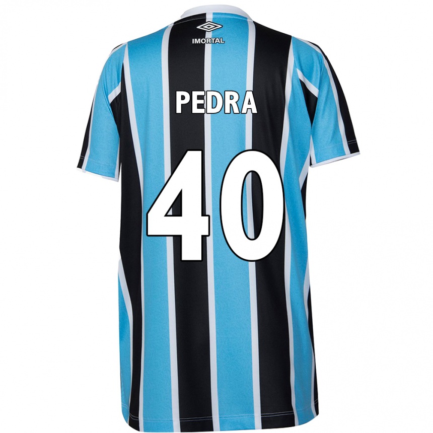 Kids Football Duda Pedra #40 Blue Black White Home Jersey 2024/25 T-Shirt Australia