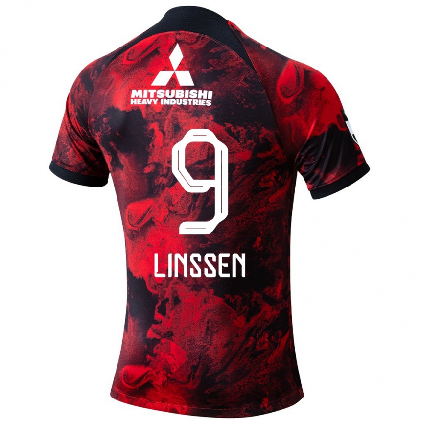 Kids Football Bryan Linssen #9 Red Black Home Jersey 2024/25 T-Shirt Australia