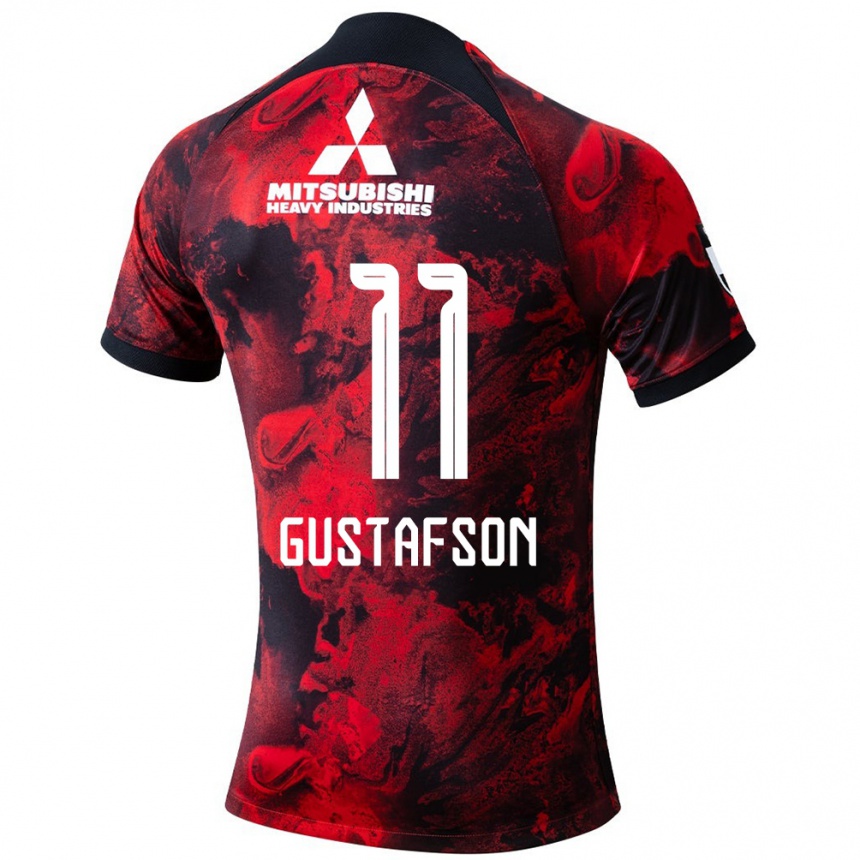 Kids Football Samuel Gustafson #11 Red Black Home Jersey 2024/25 T-Shirt Australia