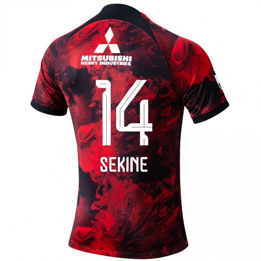 Kids Football Takahiro Sekine #14 Red Black Home Jersey 2024/25 T-Shirt Australia