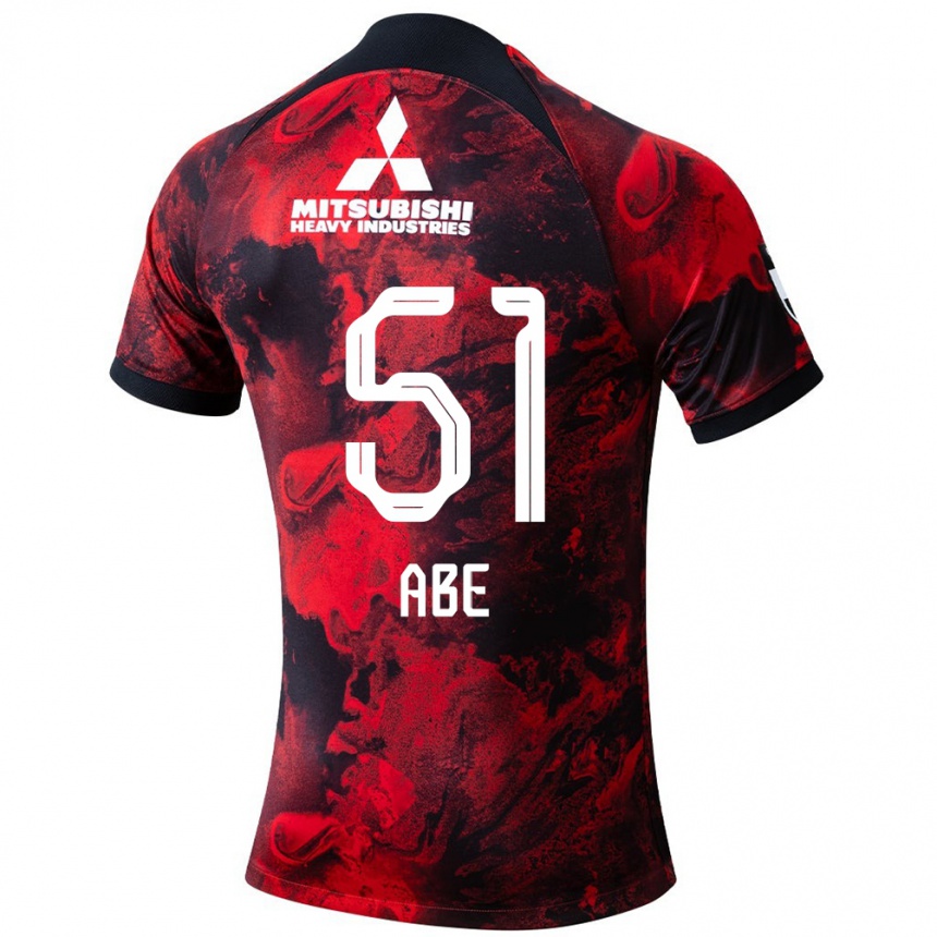 Kids Football Shintaro Abe #51 Red Black Home Jersey 2024/25 T-Shirt Australia