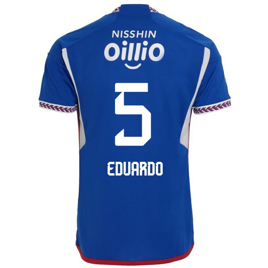 Kids Football Eduardo #5 Blue White Red Home Jersey 2024/25 T-Shirt Australia