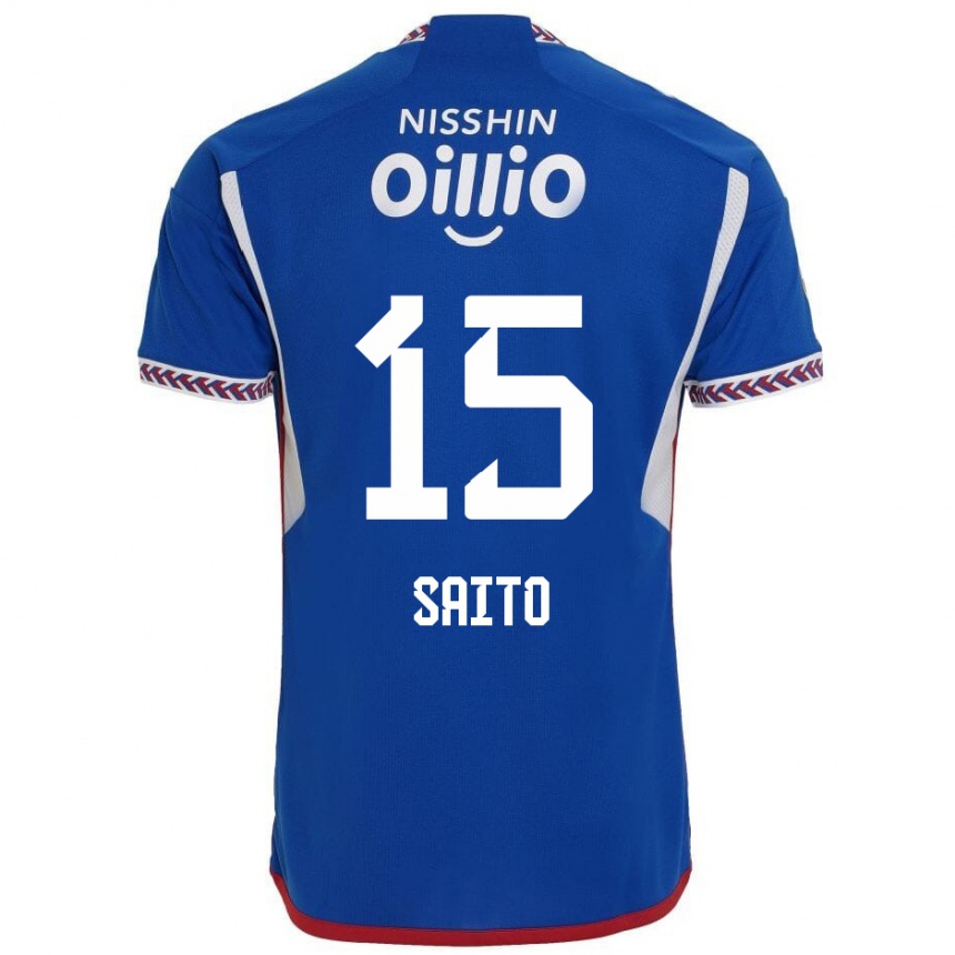 Kids Football Haru Saito #15 Blue White Red Home Jersey 2024/25 T-Shirt Australia