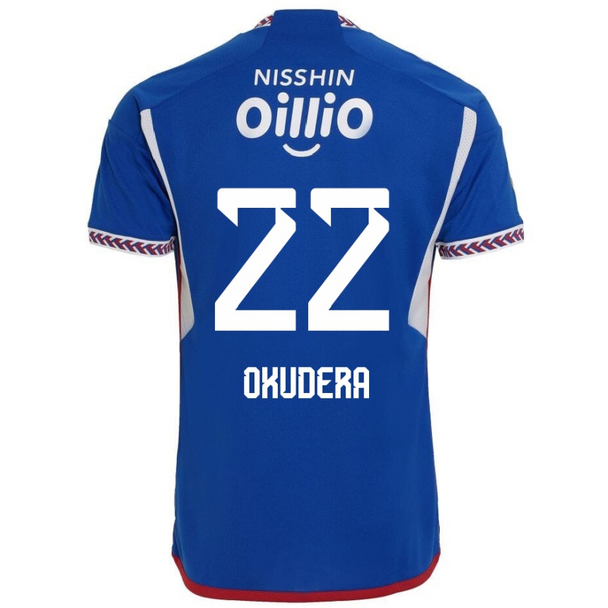 Kids Football Minato Okudera #22 Blue White Red Home Jersey 2024/25 T-Shirt Australia