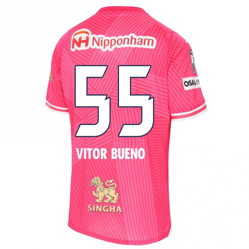 Kids Football Vitor Bueno #55 Pink White Home Jersey 2024/25 T-Shirt Australia