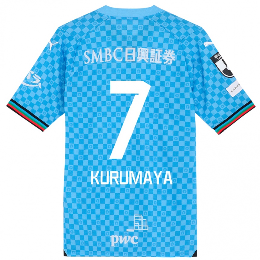 Kids Football Shintaro Kurumaya #7 Azure Blue Home Jersey 2024/25 T-Shirt Australia