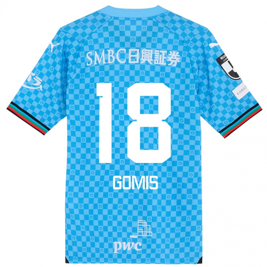 Kids Football Bafétimbi Gomis #18 Azure Blue Home Jersey 2024/25 T-Shirt Australia