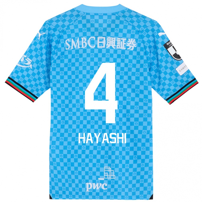 Kids Football Shunsuke Hayashi #4 Azure Blue Home Jersey 2024/25 T-Shirt Australia