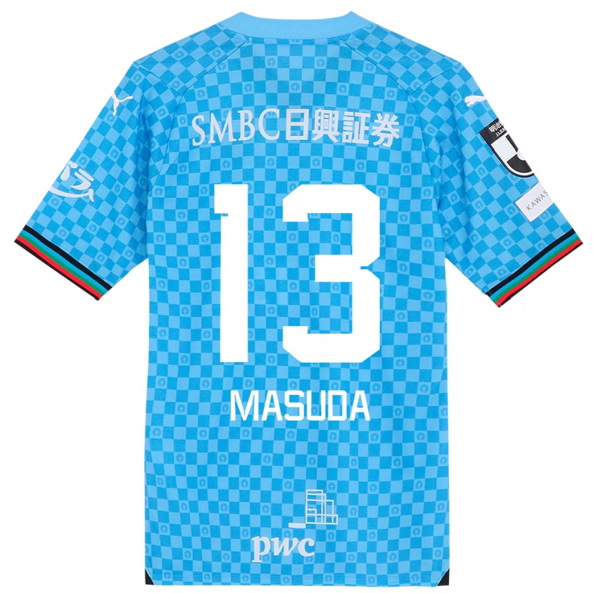 Kids Football Hinata Masuda #13 Azure Blue Home Jersey 2024/25 T-Shirt Australia