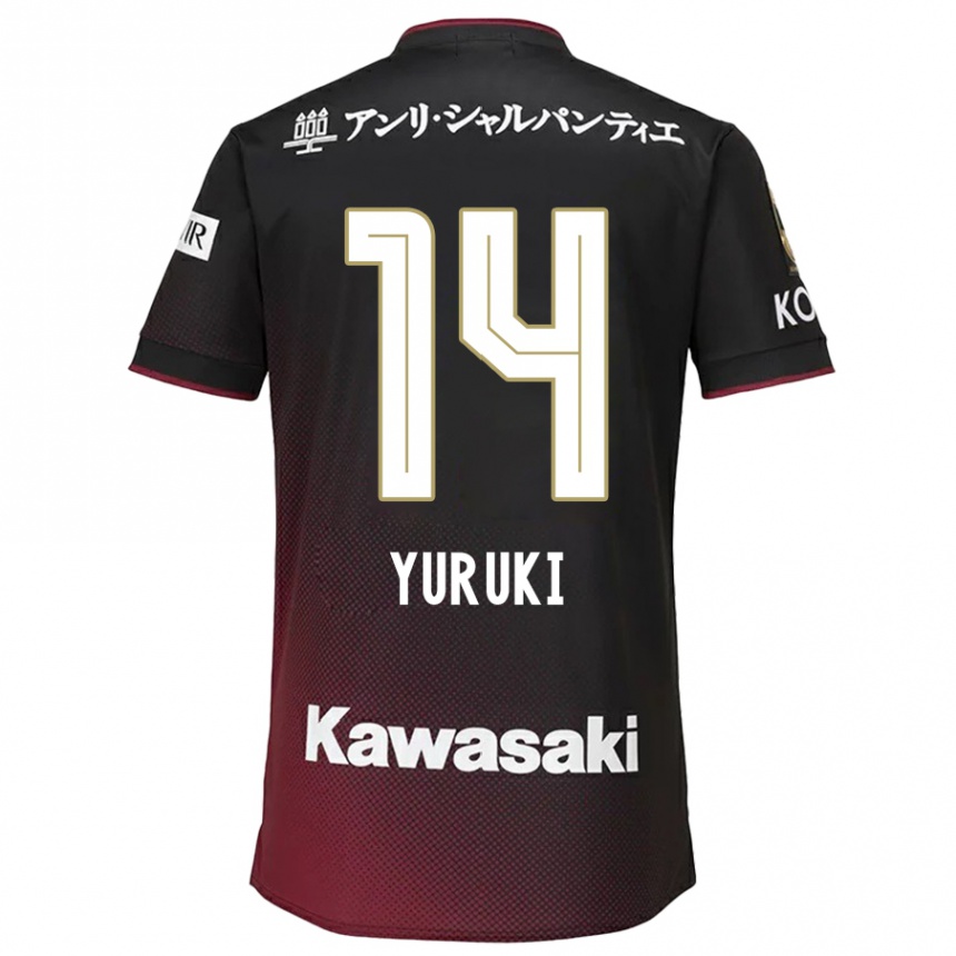 Kids Football Koya Yuruki #14 Black Red Home Jersey 2024/25 T-Shirt Australia