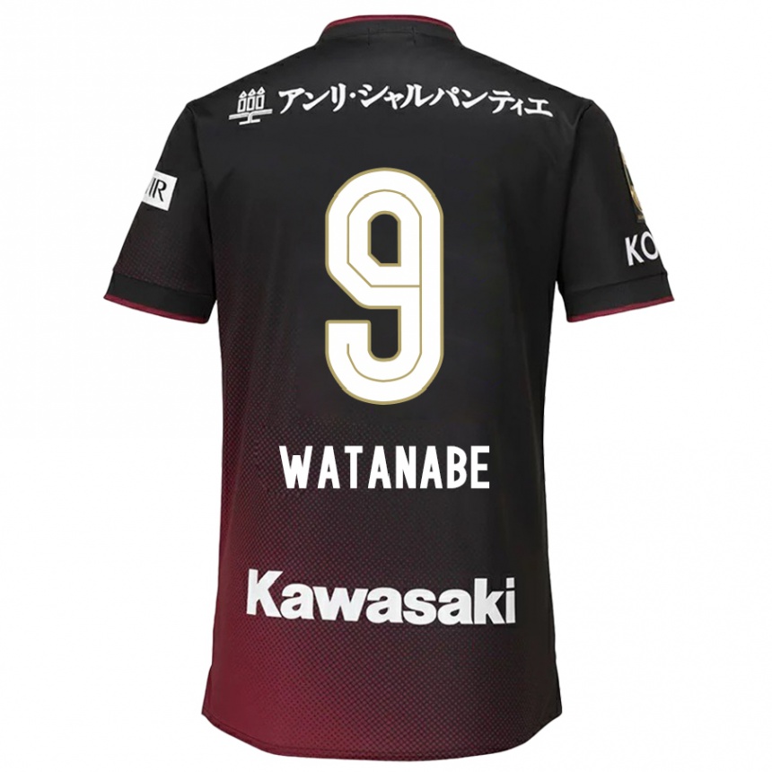 Kids Football Hayato Watanabe #9 Black Red Home Jersey 2024/25 T-Shirt Australia