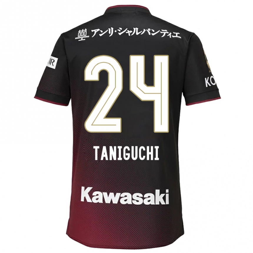 Kids Football Hiroto Taniguchi #24 Black Red Home Jersey 2024/25 T-Shirt Australia