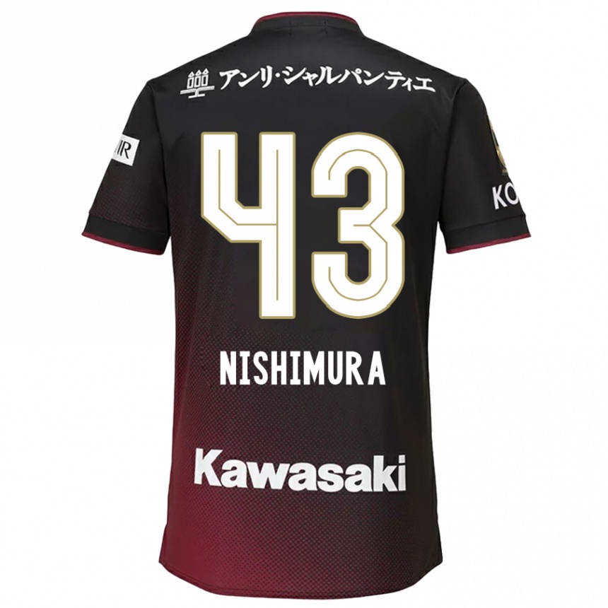 Kids Football Nagi Nishimura #43 Black Red Home Jersey 2024/25 T-Shirt Australia