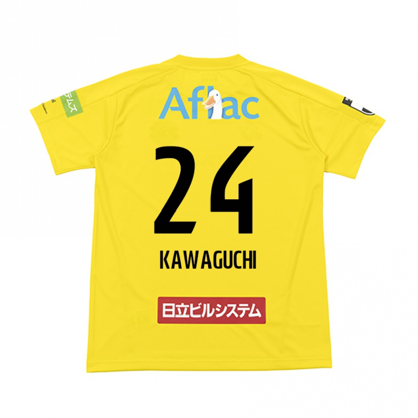 Kids Football Naoki Kawaguchi #24 Yellow Black Home Jersey 2024/25 T-Shirt Australia